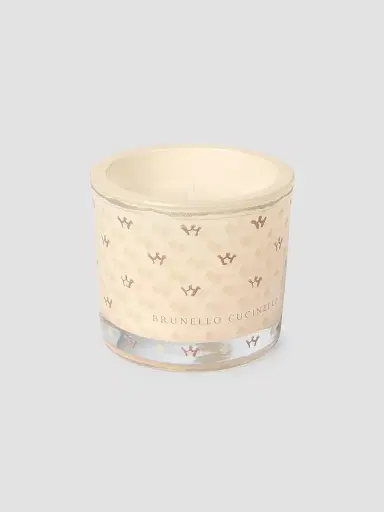 Brunello Cucinelli Candle in Small Glass Holder with Geometric Pattern - Milk | Thumbnail 3 Brunello Cucinelli Candle in Small Glass Holder with Geometric Pattern - Milk | Thumbnail 3