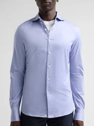 Isaia Men's Jersey Long-Sleeve Shirt - Blue - Size 18.5 | Thumbnail 5 Isaia Men's Jersey Long-Sleeve Shirt - Blue - Size 18.5 | Thumbnail 5