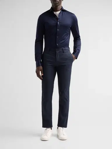 Isaia Men's Jersey Long-Sleeve Shirt - Navy - Size 17 | Thumbnail 2 Isaia Men's Jersey Long-Sleeve Shirt - Navy - Size 17 | Thumbnail 2