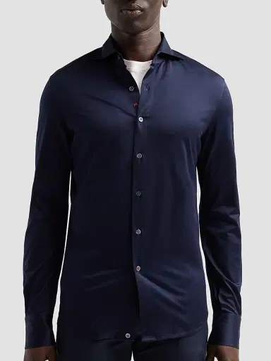 Isaia Men's Jersey Long-Sleeve Shirt - Navy - Size 17 | Thumbnail 5 Isaia Men's Jersey Long-Sleeve Shirt - Navy - Size 17 | Thumbnail 5