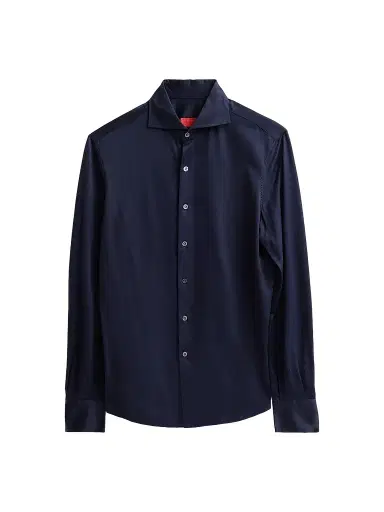 Isaia Men's Jersey Long-Sleeve Shirt - Navy - Size 17 | Thumbnail 1 Isaia Men's Jersey Long-Sleeve Shirt - Navy - Size 17 | Thumbnail 1