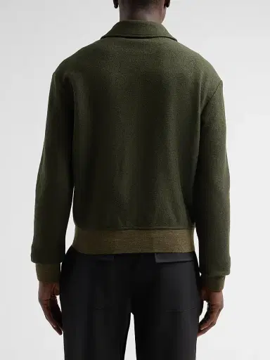 Jil Sander Men's Felted Wool-Blend Jersey Jacket - Beetle | Thumbnail 3 Jil Sander Men's Felted Wool-Blend Jersey Jacket - Beetle | Thumbnail 3