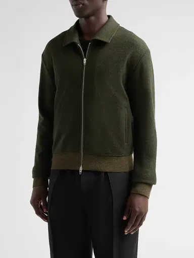 Jil Sander Men's Felted Wool-Blend Jersey Jacket - Beetle | Thumbnail 4 Jil Sander Men's Felted Wool-Blend Jersey Jacket - Beetle | Thumbnail 4