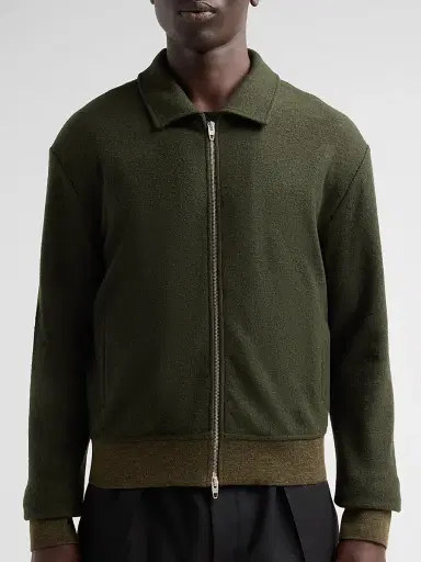 Jil Sander Men's Felted Wool-Blend Jersey Jacket - Beetle | Thumbnail 5 Jil Sander Men's Felted Wool-Blend Jersey Jacket - Beetle | Thumbnail 5