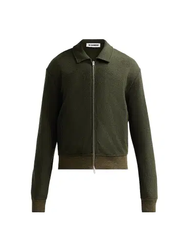 Jil Sander Men's Felted Wool-Blend Jersey Jacket - Beetle | Thumbnail 1 Jil Sander Men's Felted Wool-Blend Jersey Jacket - Beetle | Thumbnail 1