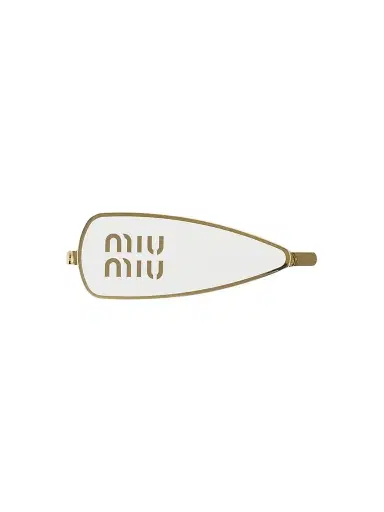 Miu Miu Women's Enameled Metal Hair Clip - White Gold | Thumbnail 1 Miu Miu Women's Enameled Metal Hair Clip - White Gold | Thumbnail 1