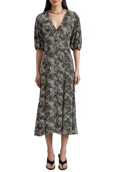 La Ligne Florence Dress - Taupe Floral | Thumbnail 1 La Ligne Florence Dress - Taupe Floral | Thumbnail 1