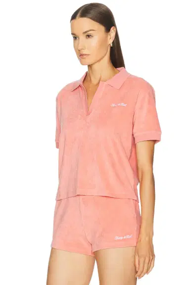 Sporty & Rich Signature Logo Terry Polo Top | Thumbnail 2 Sporty & Rich Signature Logo Terry Polo Top | Thumbnail 2