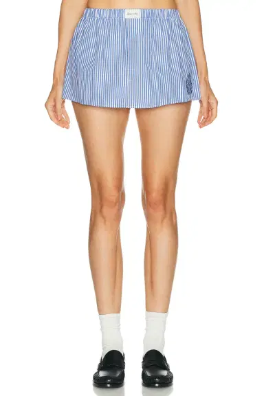 Sporty & Rich Signature Logo Poplin Skirt | Thumbnail 1 Sporty & Rich Signature Logo Poplin Skirt | Thumbnail 1