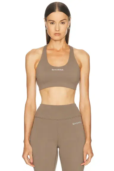 Sporty & Rich Serif Logo Sports Bra | Thumbnail 1 Sporty & Rich Serif Logo Sports Bra | Thumbnail 1