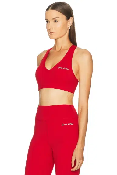 Sporty & Rich Signature Logo V-neck Sports Bra | Thumbnail 2 Sporty & Rich Signature Logo V-neck Sports Bra | Thumbnail 2