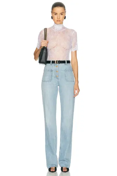 Valentino Lace Jersey Bodysuit Top | Thumbnail 5 Valentino Lace Jersey Bodysuit Top | Thumbnail 5