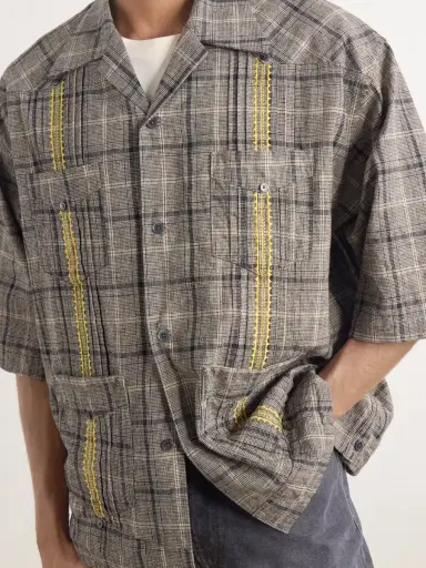 KAPITAL Glen Embroidered Checked Linen and Cotton-Blend Shirt - Men | Thumbnail 5 KAPITAL Glen Embroidered Checked Linen and Cotton-Blend Shirt - Men | Thumbnail 5