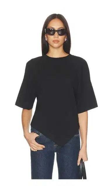 Enza Costa Supima Structured Jersey Assymetrical Tee | Thumbnail 1 Enza Costa Supima Structured Jersey Assymetrical Tee | Thumbnail 1
