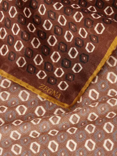 Zegna Printed Wool Pocket Square - Men | Thumbnail 4 Zegna Printed Wool Pocket Square - Men | Thumbnail 4