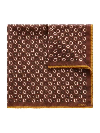 Zegna Printed Wool Pocket Square - Men | Thumbnail 1 Zegna Printed Wool Pocket Square - Men | Thumbnail 1