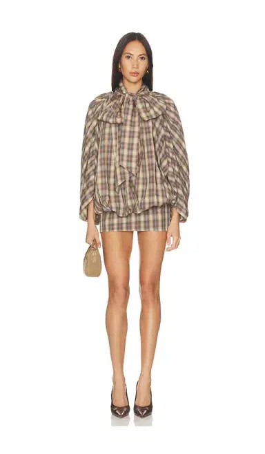 Prabal Gurung Tie-neck Short Cocoon Mini Dress | Thumbnail 1 Prabal Gurung Tie-neck Short Cocoon Mini Dress | Thumbnail 1