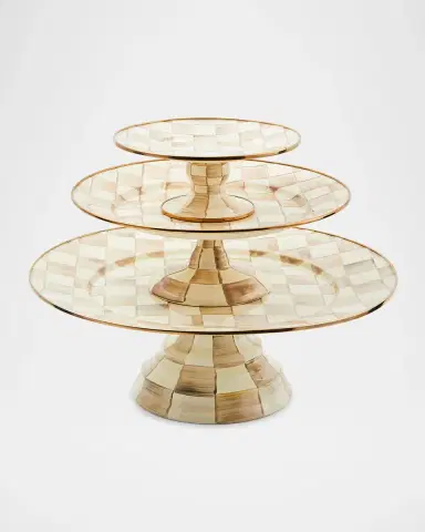 MacKenzie-Childs Mocha Check Large Pedestal Platter | Thumbnail 2 MacKenzie-Childs Mocha Check Large Pedestal Platter | Thumbnail 2