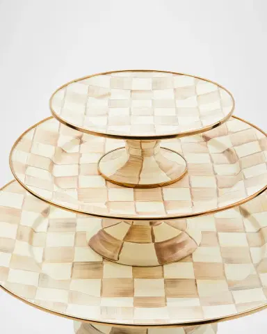MacKenzie-Childs Mocha Check Large Pedestal Platter | Thumbnail 3 MacKenzie-Childs Mocha Check Large Pedestal Platter | Thumbnail 3