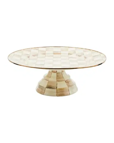MacKenzie-Childs Mocha Check Large Pedestal Platter | Thumbnail 1 MacKenzie-Childs Mocha Check Large Pedestal Platter | Thumbnail 1