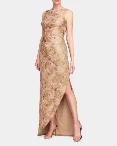 Kay Unger New York Felix Metallic Abstract Jacquard Column Gown | Thumbnail 2 Kay Unger New York Felix Metallic Abstract Jacquard Column Gown | Thumbnail 2