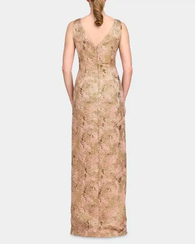 Kay Unger New York Felix Metallic Abstract Jacquard Column Gown | Thumbnail 3 Kay Unger New York Felix Metallic Abstract Jacquard Column Gown | Thumbnail 3