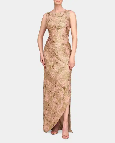 Kay Unger New York Felix Metallic Abstract Jacquard Column Gown | Thumbnail 4 Kay Unger New York Felix Metallic Abstract Jacquard Column Gown | Thumbnail 4