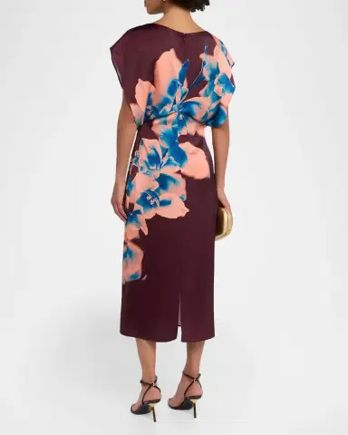 MISA Los Angeles Avri Floral Satin Midi Dress | Thumbnail 3 MISA Los Angeles Avri Floral Satin Midi Dress | Thumbnail 3