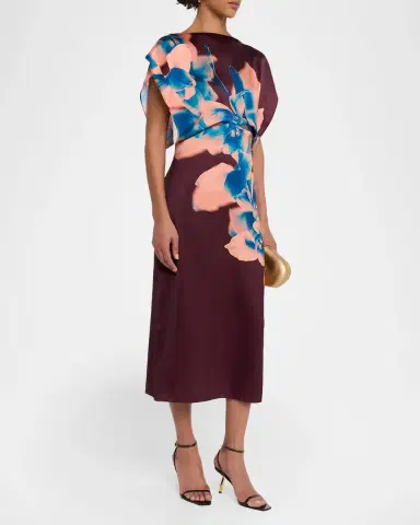 MISA Los Angeles Avri Floral Satin Midi Dress | Thumbnail 4 MISA Los Angeles Avri Floral Satin Midi Dress | Thumbnail 4