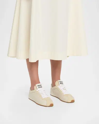 Miu Miu Low-Top Nylon & Suede Sneakers | Thumbnail 2 Miu Miu Low-Top Nylon & Suede Sneakers | Thumbnail 2