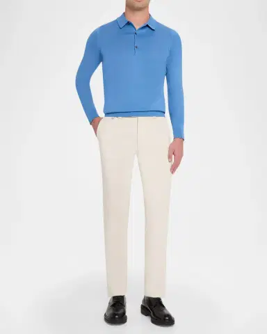 John Smedley Men's Solid Long-Sleeve Polo Shirt | Thumbnail 2 John Smedley Men's Solid Long-Sleeve Polo Shirt | Thumbnail 2
