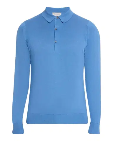 John Smedley Men's Solid Long-Sleeve Polo Shirt | Thumbnail 1 John Smedley Men's Solid Long-Sleeve Polo Shirt | Thumbnail 1