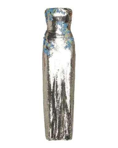 Monique Lhuillier Textured Strapless Column Gown | Thumbnail 1 Monique Lhuillier Textured Strapless Column Gown | Thumbnail 1