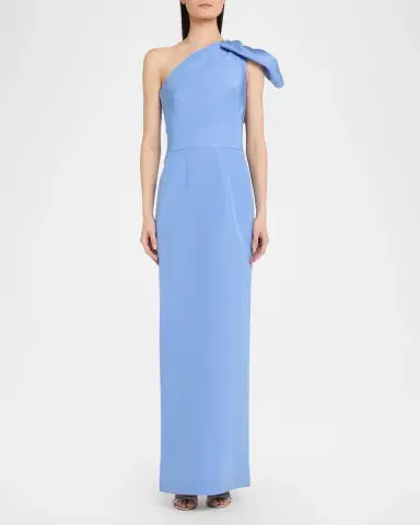 Oscar de la Renta One-Shoulder Bow Column Gown | Thumbnail 2 Oscar de la Renta One-Shoulder Bow Column Gown | Thumbnail 2