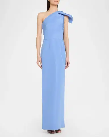 Oscar de la Renta One-Shoulder Bow Column Gown | Thumbnail 4 Oscar de la Renta One-Shoulder Bow Column Gown | Thumbnail 4