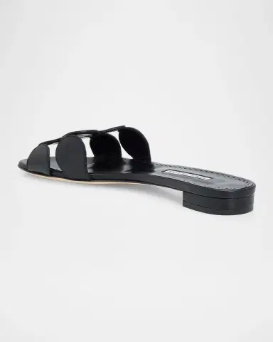 Manolo Blahnik Circle-Cut Leather Flat Slide Sandals | Thumbnail 2 Manolo Blahnik Circle-Cut Leather Flat Slide Sandals | Thumbnail 2