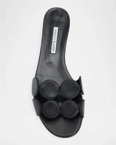 Manolo Blahnik Circle-Cut Leather Flat Slide Sandals | Thumbnail 4 Manolo Blahnik Circle-Cut Leather Flat Slide Sandals | Thumbnail 4
