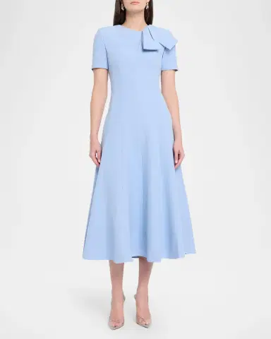 Roland Mouret Short-Sleeve Paneled Bow Midi Dress | Thumbnail 2 Roland Mouret Short-Sleeve Paneled Bow Midi Dress | Thumbnail 2