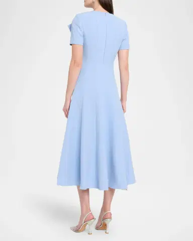 Roland Mouret Short-Sleeve Paneled Bow Midi Dress | Thumbnail 3 Roland Mouret Short-Sleeve Paneled Bow Midi Dress | Thumbnail 3