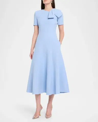 Roland Mouret Short-Sleeve Paneled Bow Midi Dress | Thumbnail 4 Roland Mouret Short-Sleeve Paneled Bow Midi Dress | Thumbnail 4