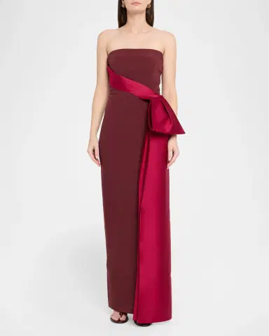 Roland Mouret Strapless Draped Satin Bow Column Gown | Thumbnail 2 Roland Mouret Strapless Draped Satin Bow Column Gown | Thumbnail 2
