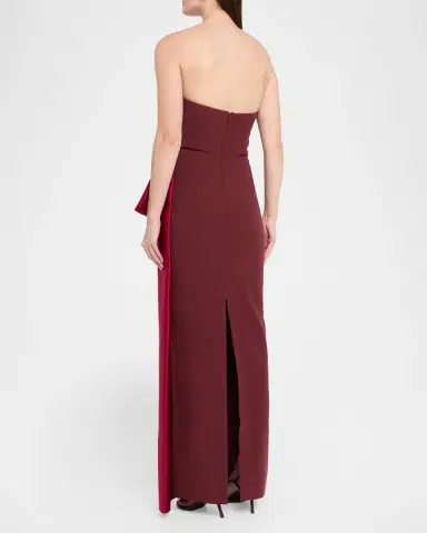 Roland Mouret Strapless Draped Satin Bow Column Gown | Thumbnail 3 Roland Mouret Strapless Draped Satin Bow Column Gown | Thumbnail 3