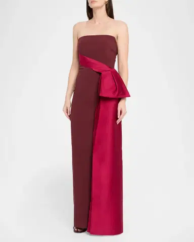 Roland Mouret Strapless Draped Satin Bow Column Gown | Thumbnail 4 Roland Mouret Strapless Draped Satin Bow Column Gown | Thumbnail 4