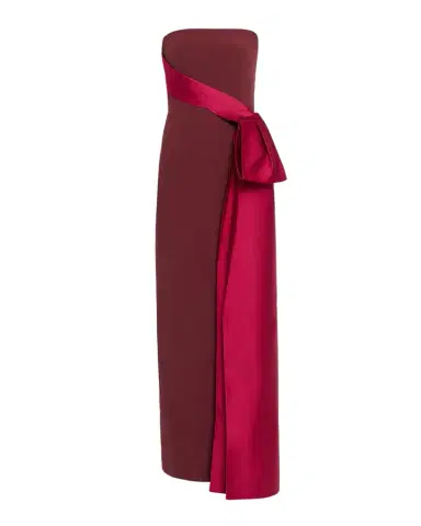 Roland Mouret Strapless Draped Satin Bow Column Gown | Thumbnail 1 Roland Mouret Strapless Draped Satin Bow Column Gown | Thumbnail 1