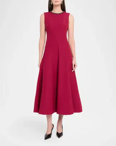 Roland Mouret Crystal Collar Sleeveless Full Midi Dress | Thumbnail 2 Roland Mouret Crystal Collar Sleeveless Full Midi Dress | Thumbnail 2