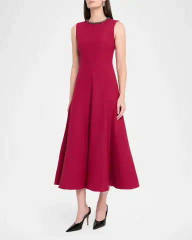 Roland Mouret Crystal Collar Sleeveless Full Midi Dress | Thumbnail 4 Roland Mouret Crystal Collar Sleeveless Full Midi Dress | Thumbnail 4
