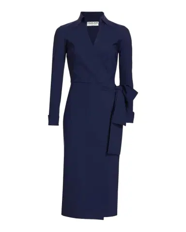 Chiara Boni La Petite Robe Kamala Shirt-Collar Jersey Wrap Dress | Thumbnail 1 Chiara Boni La Petite Robe Kamala Shirt-Collar Jersey Wrap Dress | Thumbnail 1
