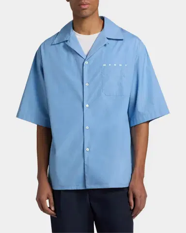 Marni Men's Cotton Poplin Bowling Shirt | Thumbnail 4 Marni Men's Cotton Poplin Bowling Shirt | Thumbnail 4