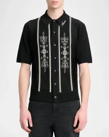 AMIRI Abstract Paneled Wool-Blend Short-Sleeve Shirt | Thumbnail 4 AMIRI Abstract Paneled Wool-Blend Short-Sleeve Shirt | Thumbnail 4