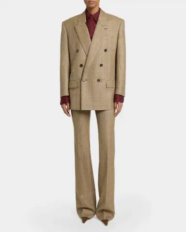 Saint Laurent Double-Breasted Prince of Wales Jacket | Thumbnail 2 Saint Laurent Double-Breasted Prince of Wales Jacket | Thumbnail 2